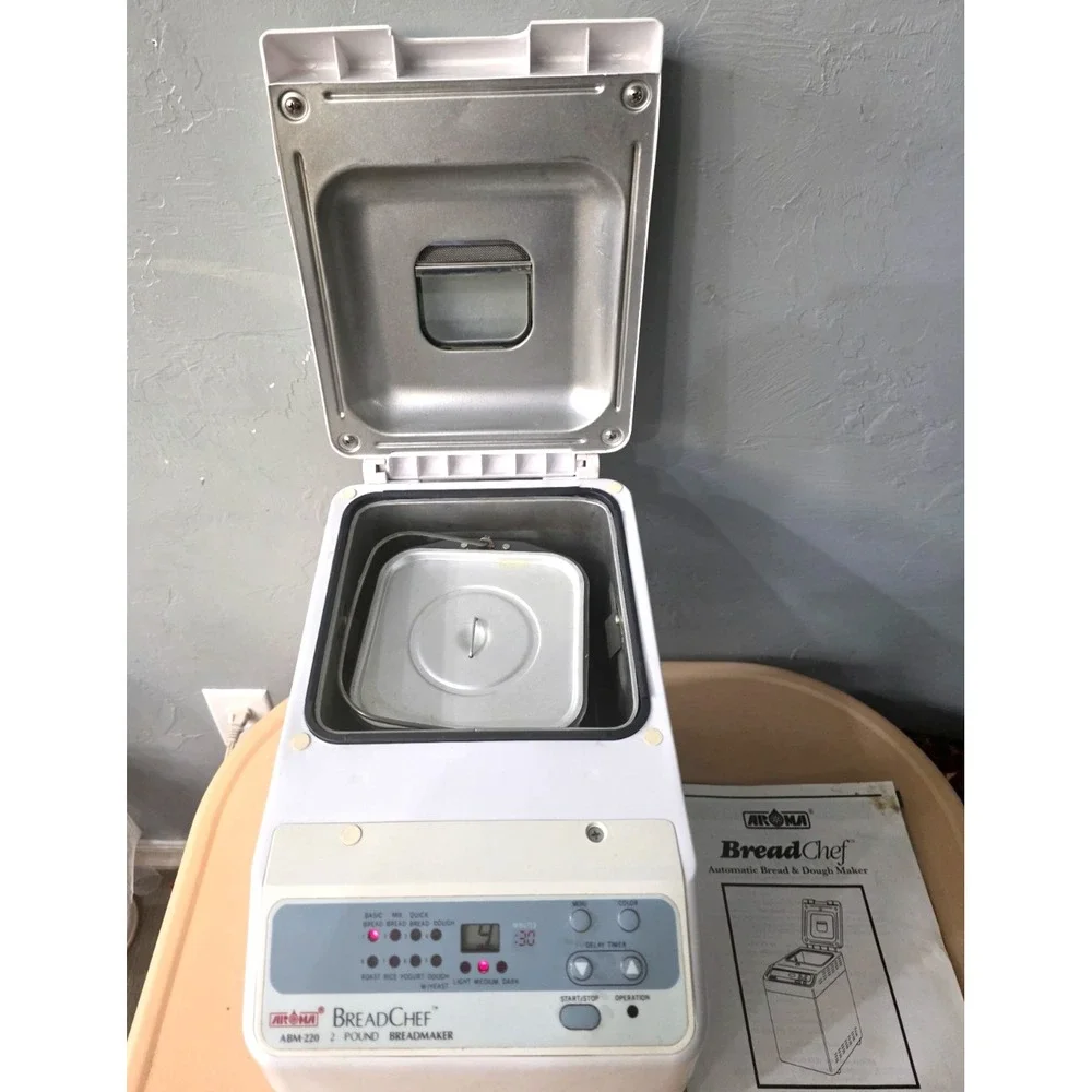 Aroma BreadChef 2 Pound Bread Maker Bread Machine ‎ ABM 220-230 Whit Manual